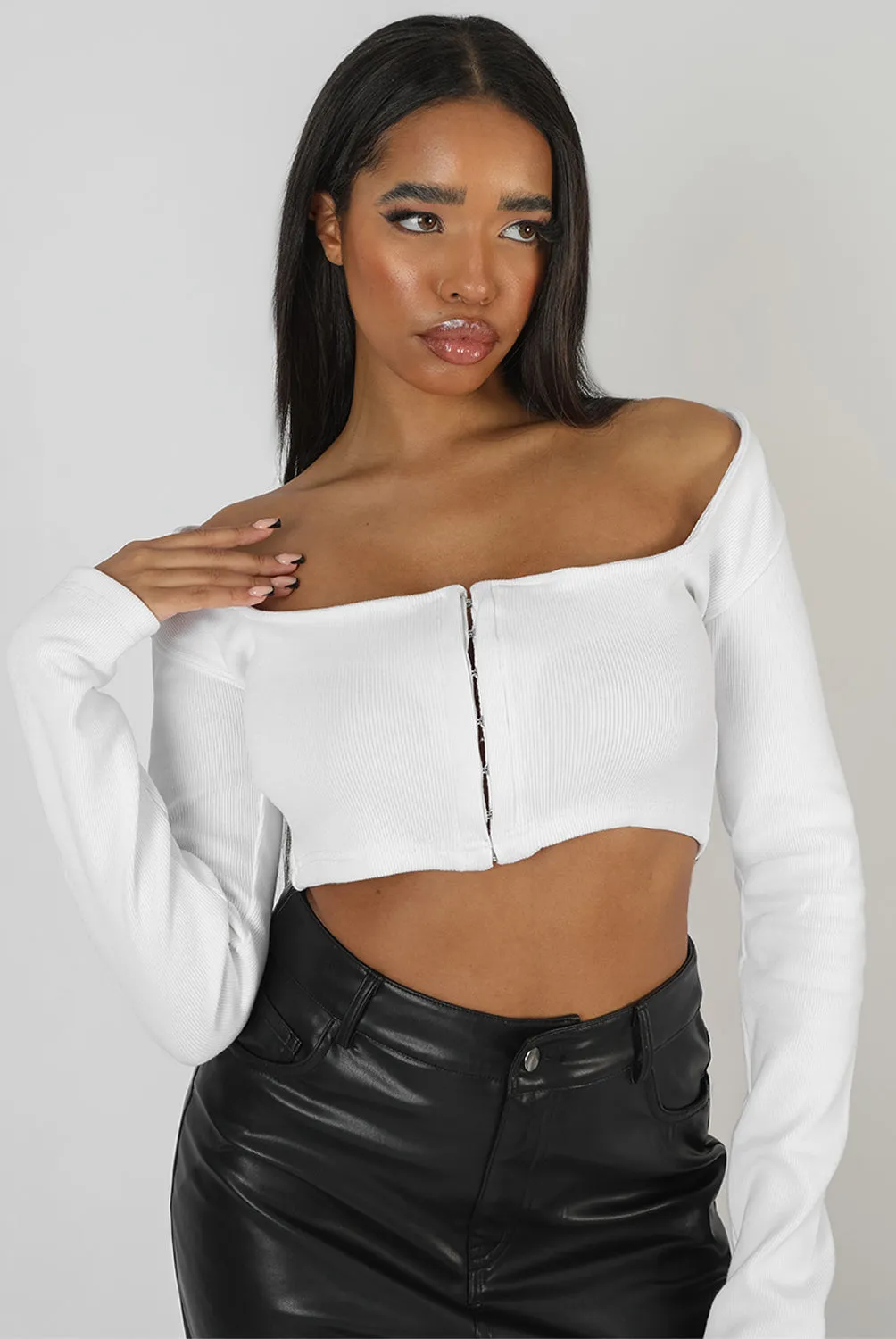 Square Neck Hook And Eye Top White sold by Public Desire product image thumbnail 2