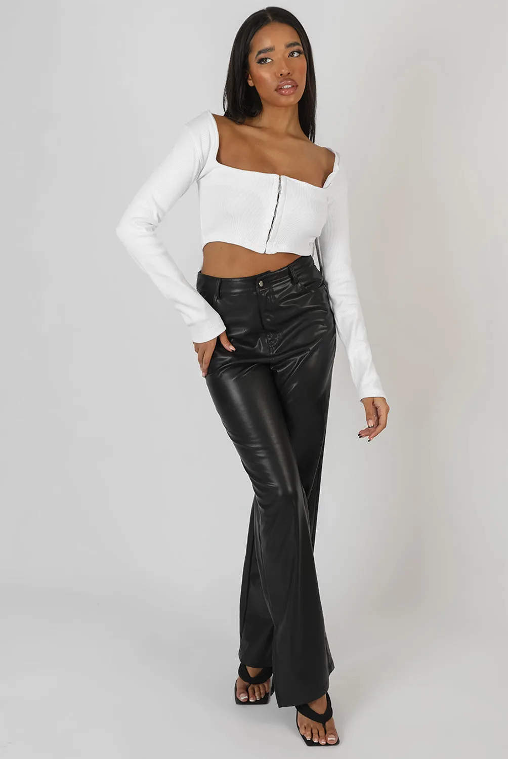 Square Neck Hook And Eye Top White sold by Public Desire