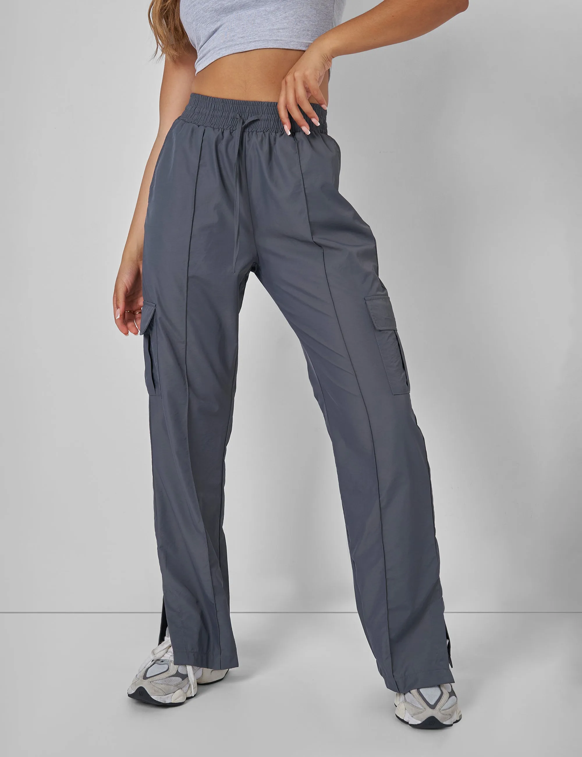 Split Hem Cargo Trousers Grey sold by Public Desire product image thumbnail 4