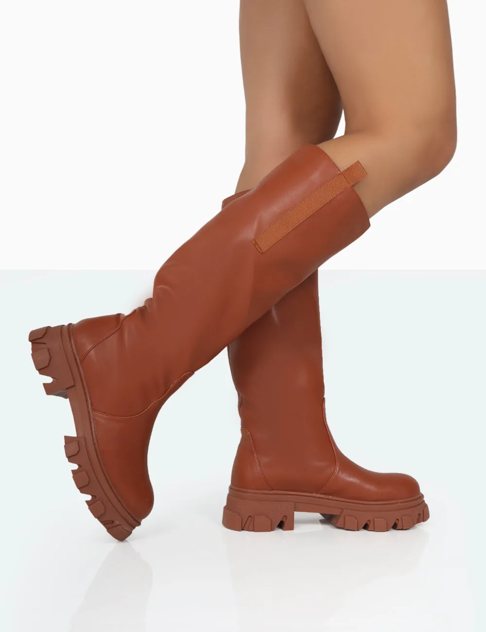 Genius Tabacco Tan Pu Knee High Chunky Sole Boots sold by Public Desire product image thumbnail 2