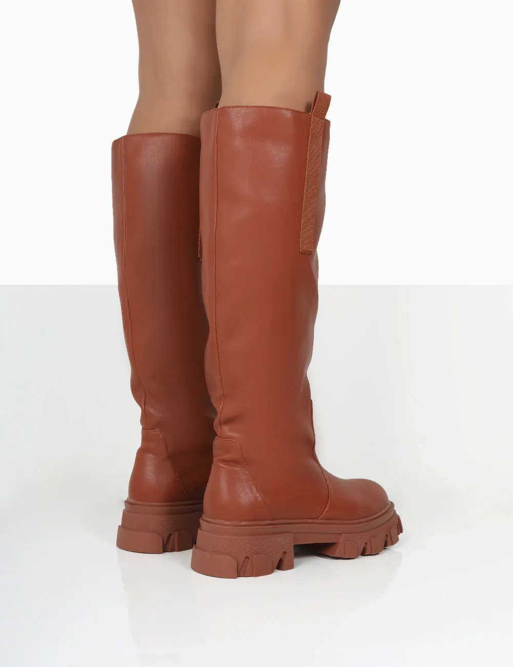 Genius Tabacco Tan Pu Knee High Chunky Sole Boots sold by Public Desire product image thumbnail 4