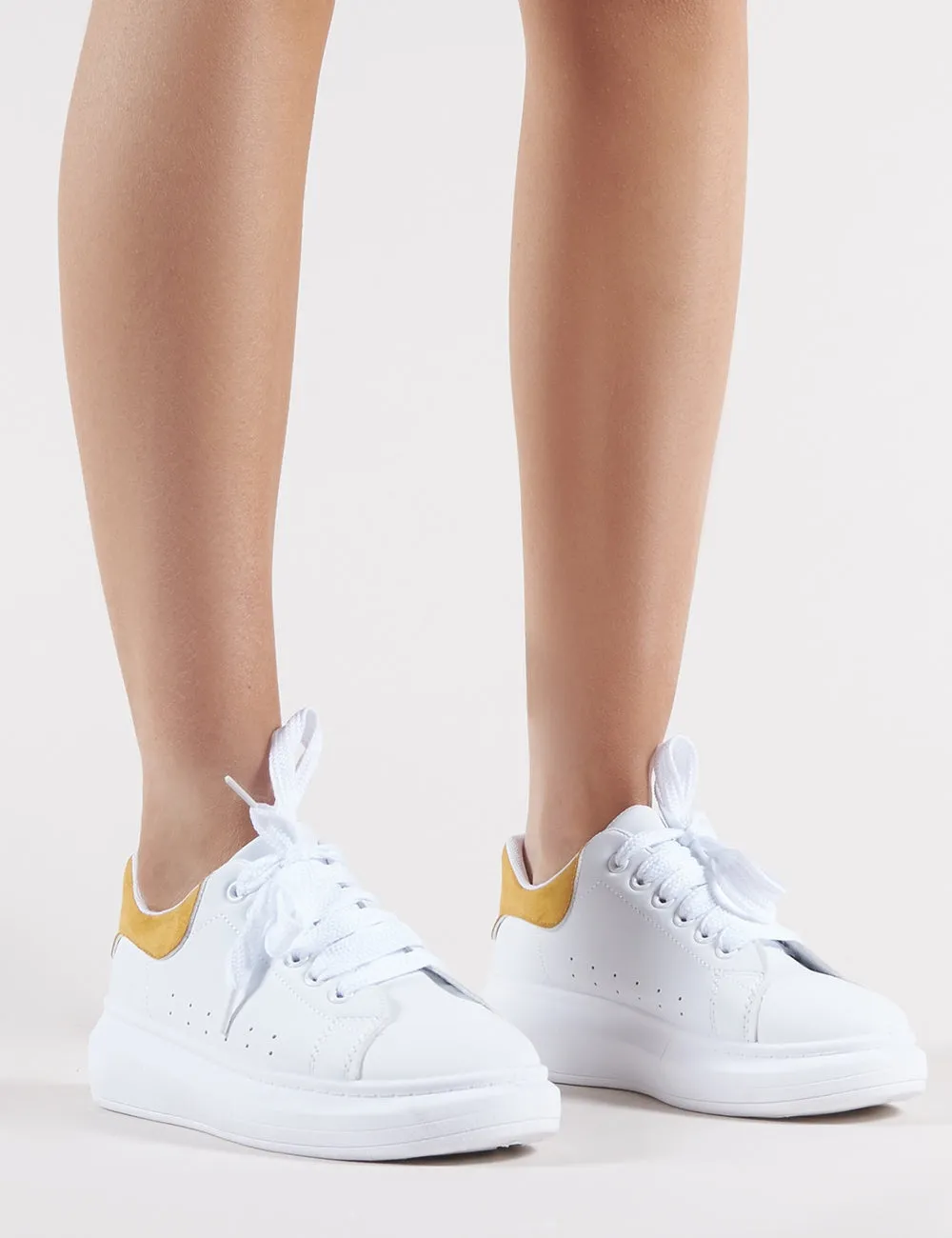 Bolt Platform Trainers in White and Yellow sold by Public Desire product image thumbnail 4