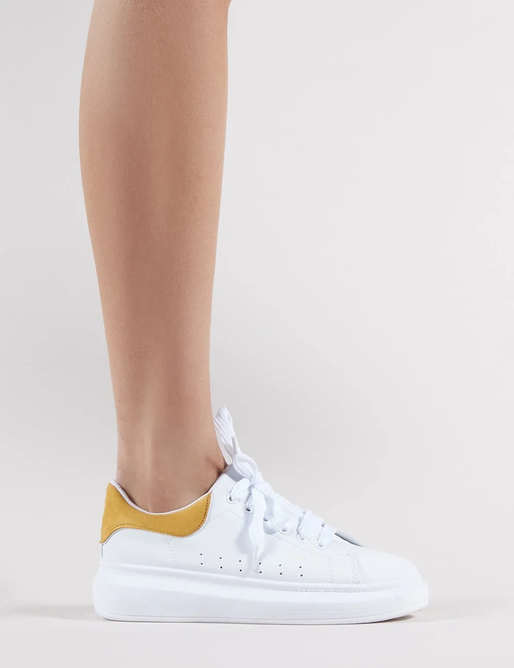 Bolt Platform Trainers in White and Yellow sold by Public Desire product image thumbnail 5