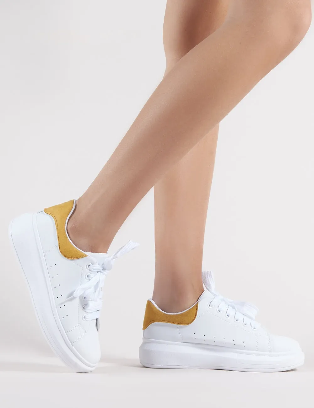 Bolt Platform Trainers in White and Yellow sold by Public Desire product image thumbnail 2