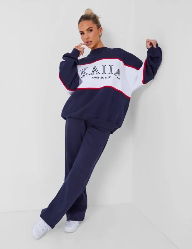 Kaiia Wide Leg Sweat Pants in Navy sold by Public Desire