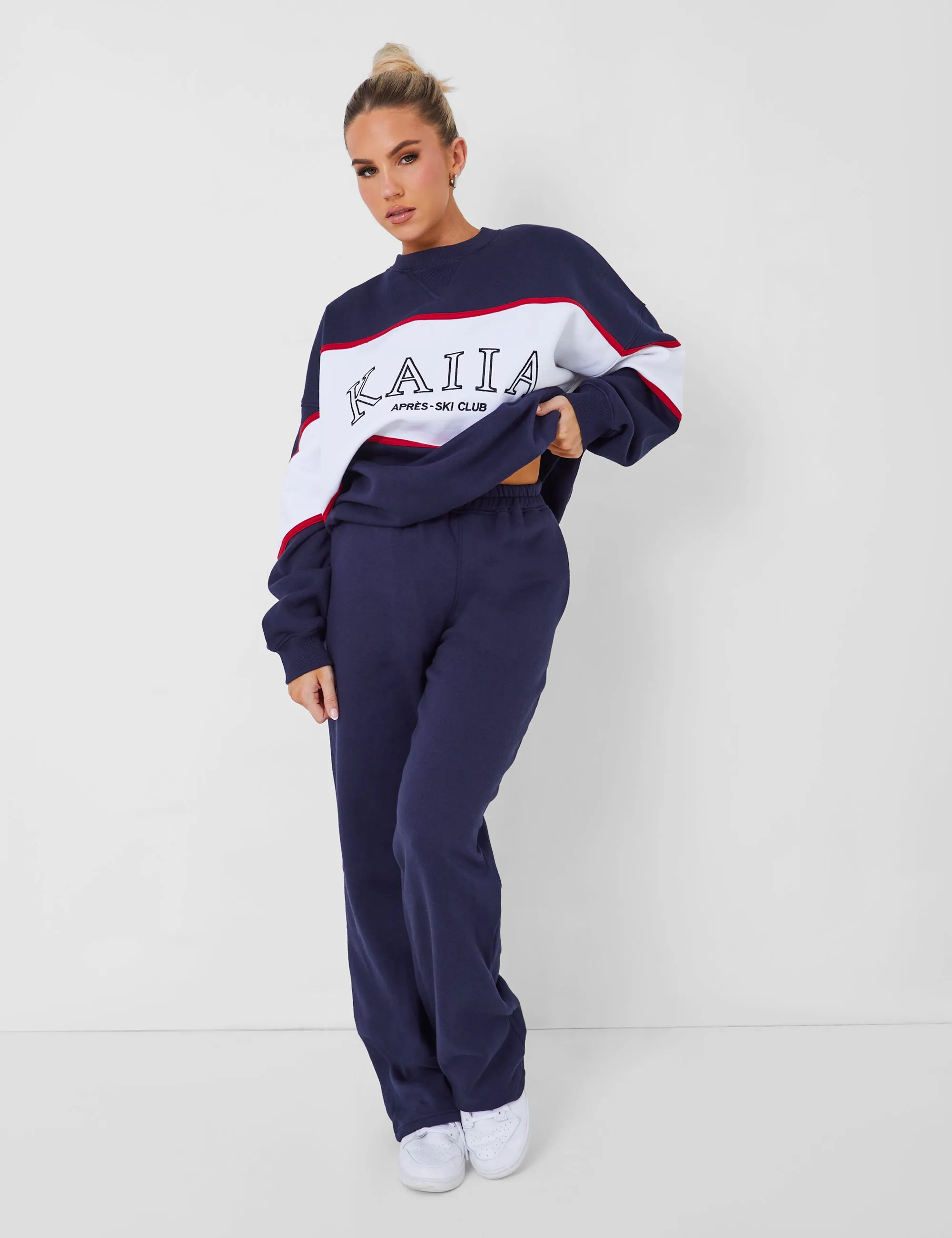 Kaiia Wide Leg Sweat Pants in Navy sold by Public Desire product image thumbnail 4