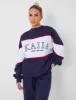 Kaiia Wide Leg Sweat Pants in Navy sold by Public Desire