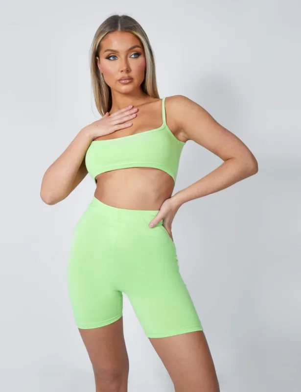Basic Scoop Neck Crop Top Lime sold by Public Desire