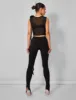 Rose Detail Sleeveless Mesh Top Black sold by Public Desire