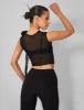 Rose Detail Sleeveless Mesh Top Black sold by Public Desire