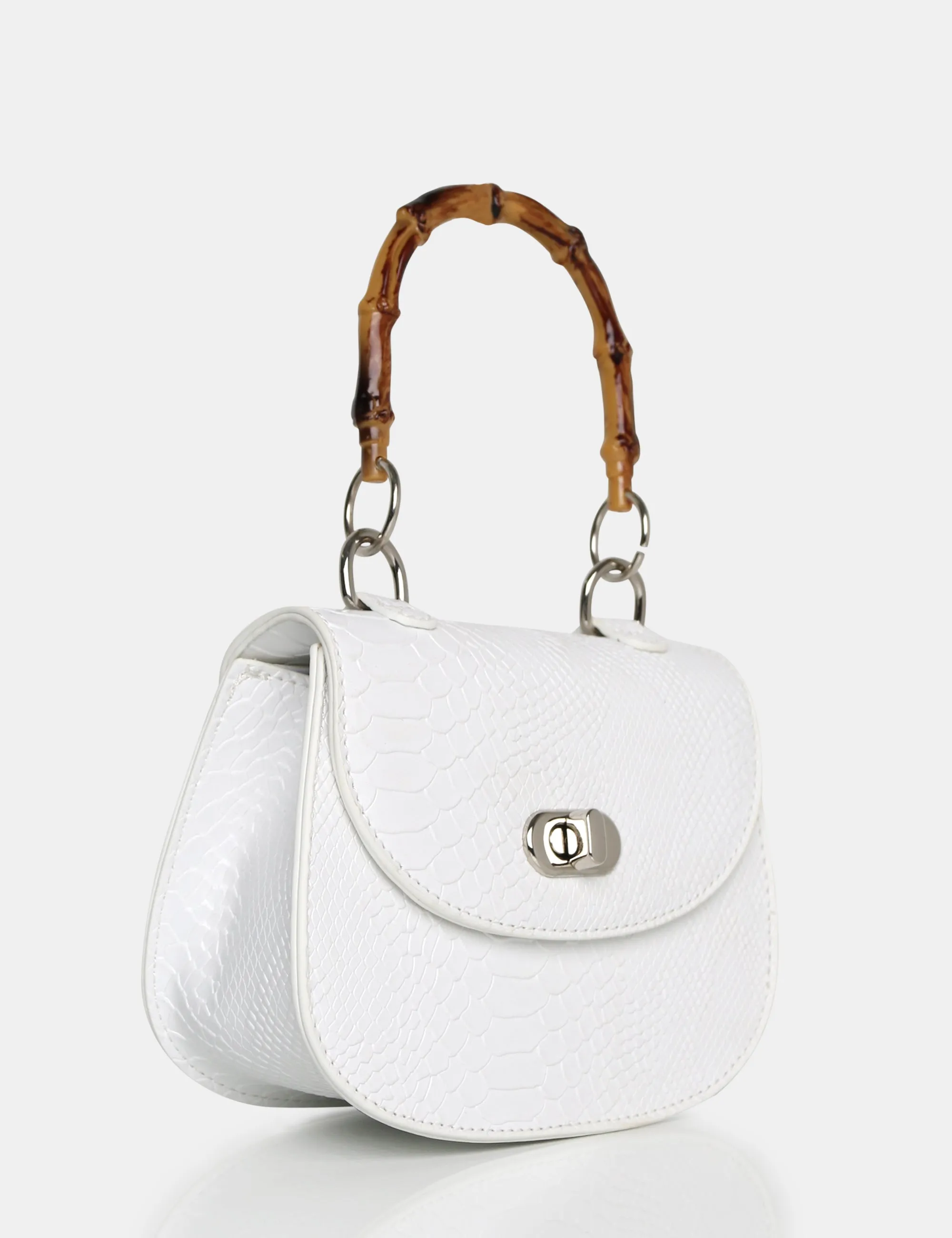 The Kalena White Croc Bamboo Handle Mini Bag sold by Public Desire product image thumbnail 2