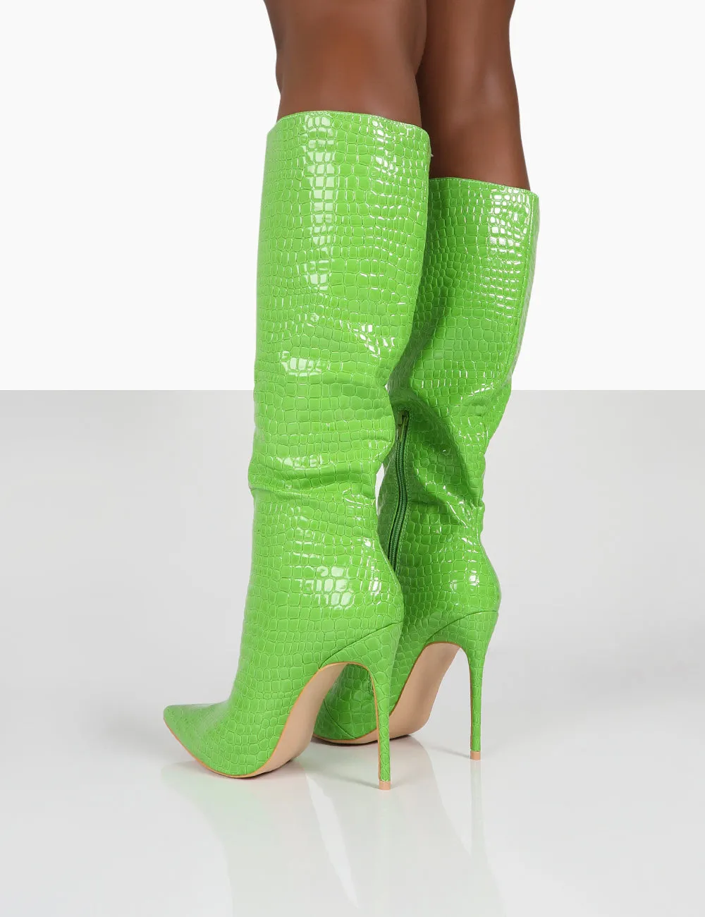 Horizon Neon Green Pu Knee High Boots sold by Public Desire product image thumbnail 3