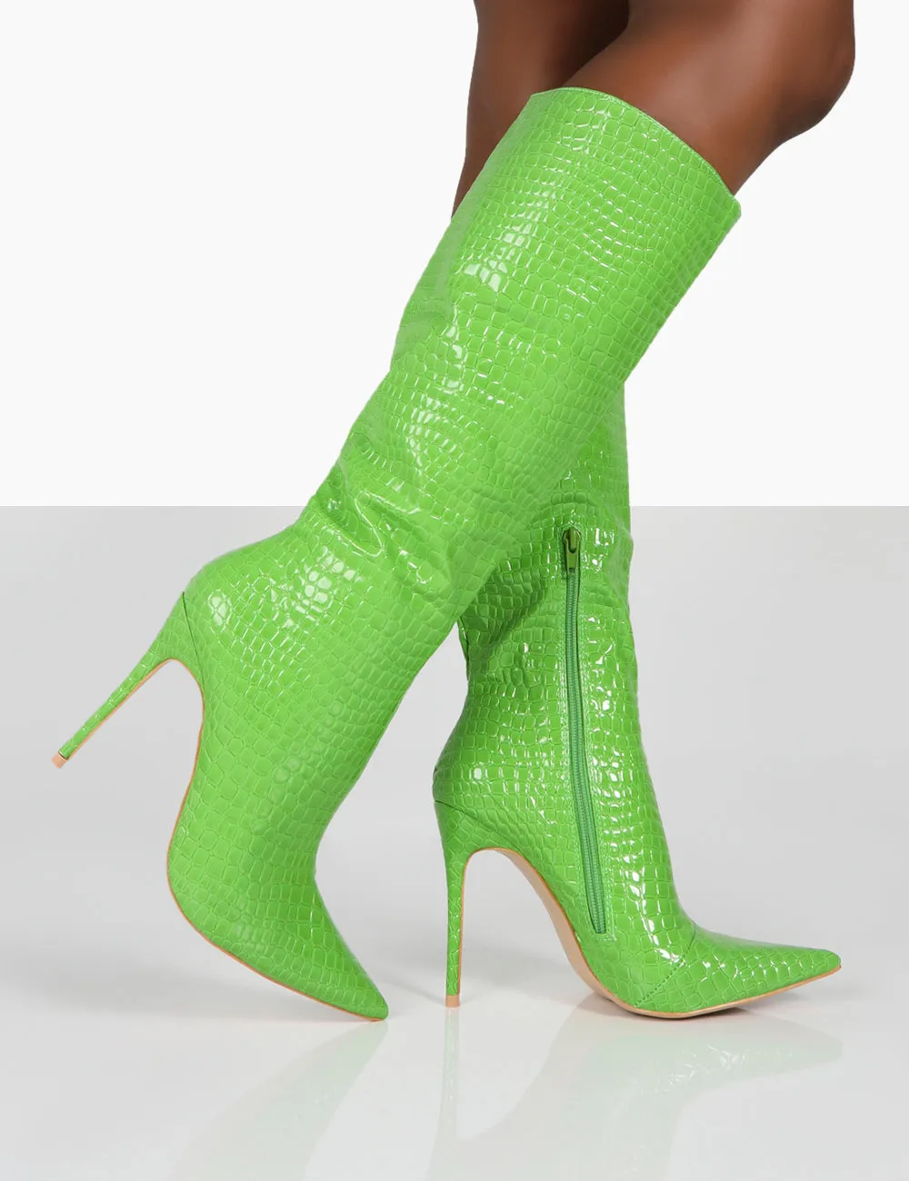 Horizon Neon Green Pu Knee High Boots sold by Public Desire product image thumbnail 4