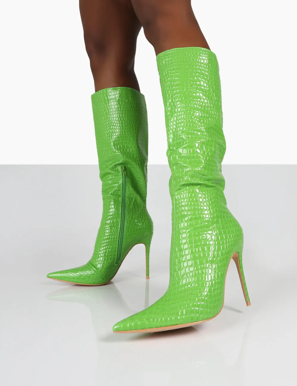 Horizon Neon Green Pu Knee High Boots sold by Public Desire product image thumbnail 2