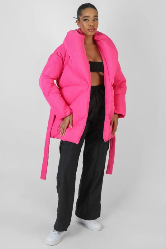 Belted Pink Puffer Pink sold by Public Desire