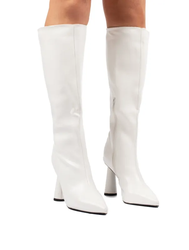 Aislinn White Statement Heel Knee High Boots sold by Public Desire