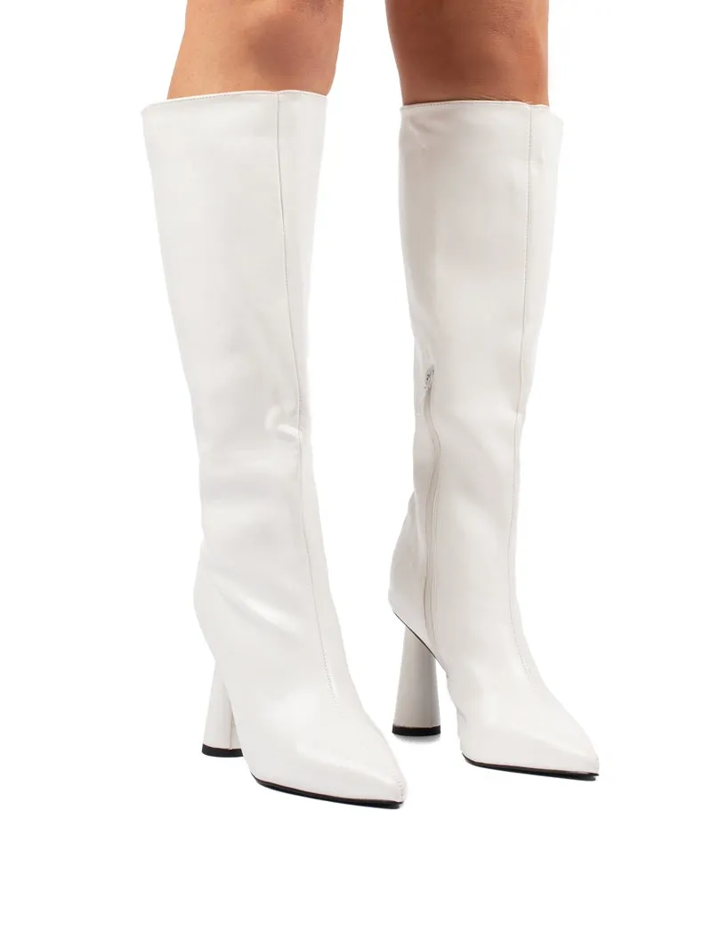 Aislinn White Statement Heel Knee High Boots sold by Public Desire