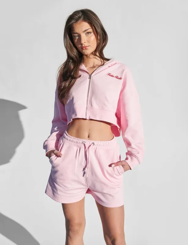 Kaiia Studio Zip Through Hoodie Baby Pink sold by Public Desire