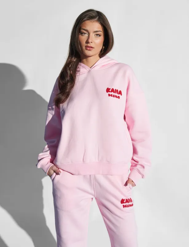 Kaiia Design Bubble Graphic Hoodie Baby Pink and Red made by Public Desire