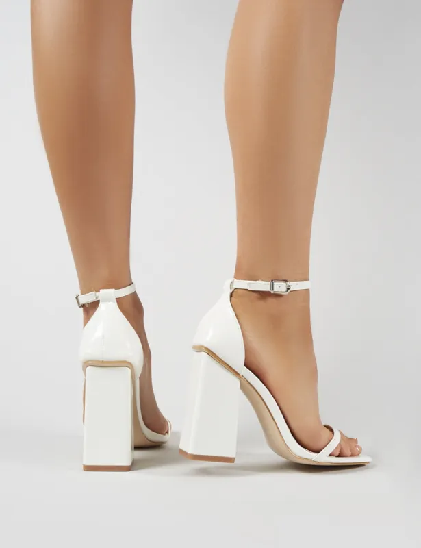 Anna White Square Block Heel Barely Theres sold by Public Desire