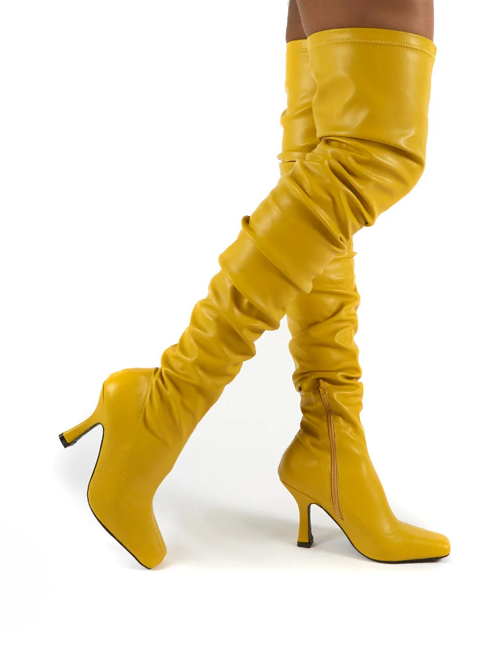 Outlaw Mustard Ruched Over The Knee Heeled Boots sold by Public Desire product image thumbnail 4