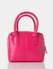 The Bode Bright Pink Croc Square Top Handle Mini Bag sold by Public Desire