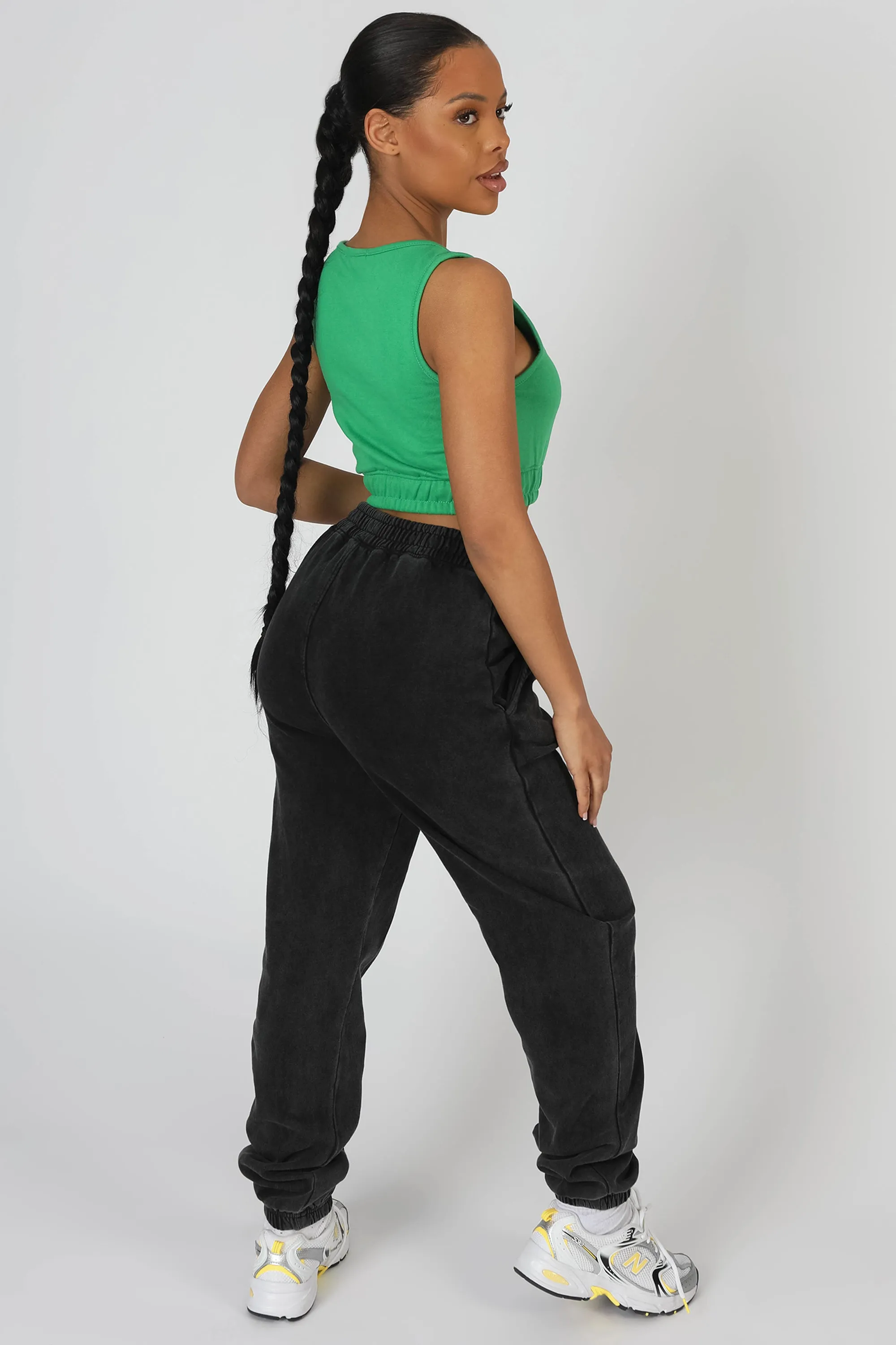 Elasticated Waist Sweat Scoop Neck Crop Top Green sold by Public Desire product image thumbnail 4