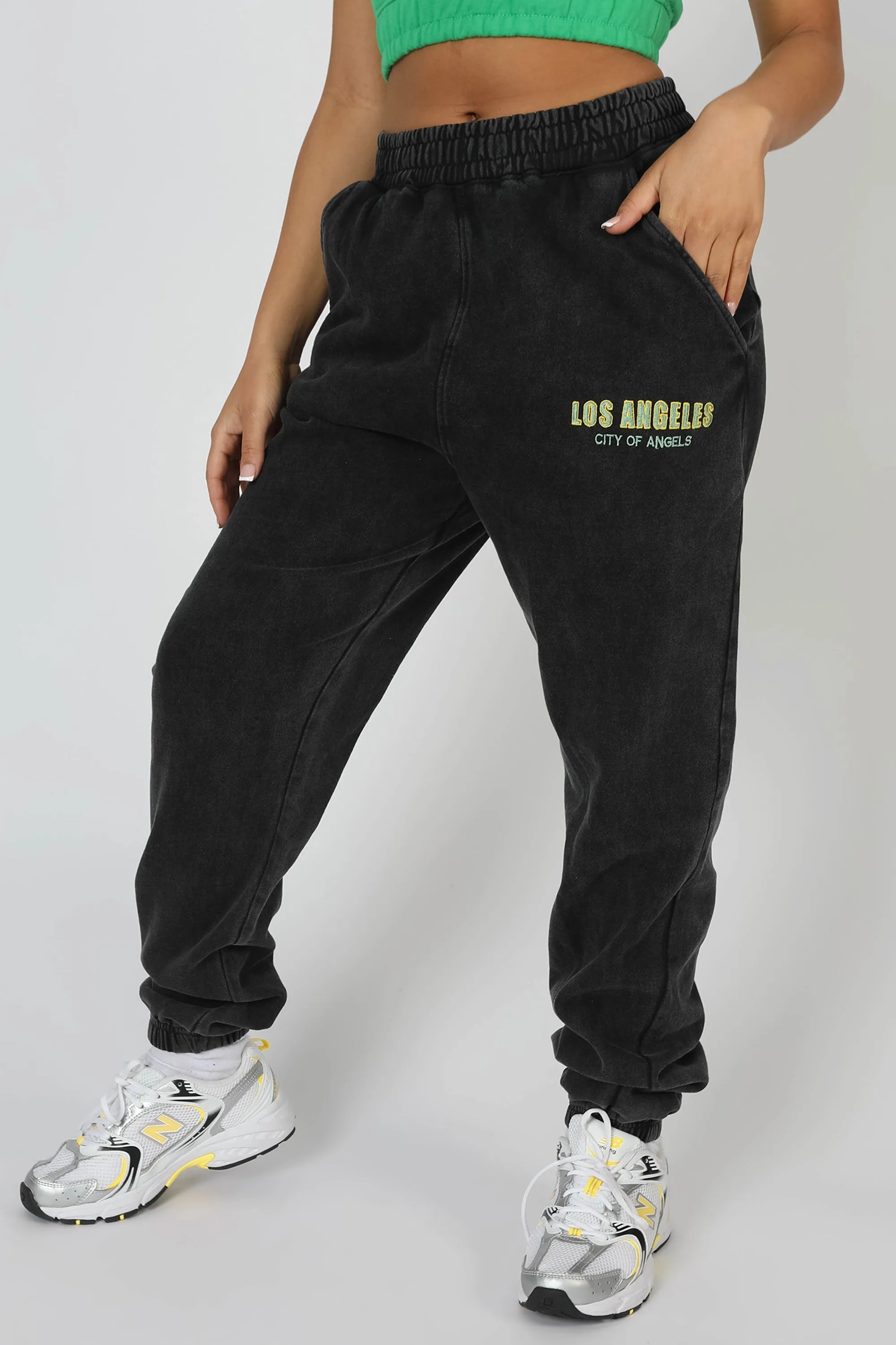 Elasticated Waist Sweat Scoop Neck Crop Top Green sold by Public Desire product image thumbnail 5