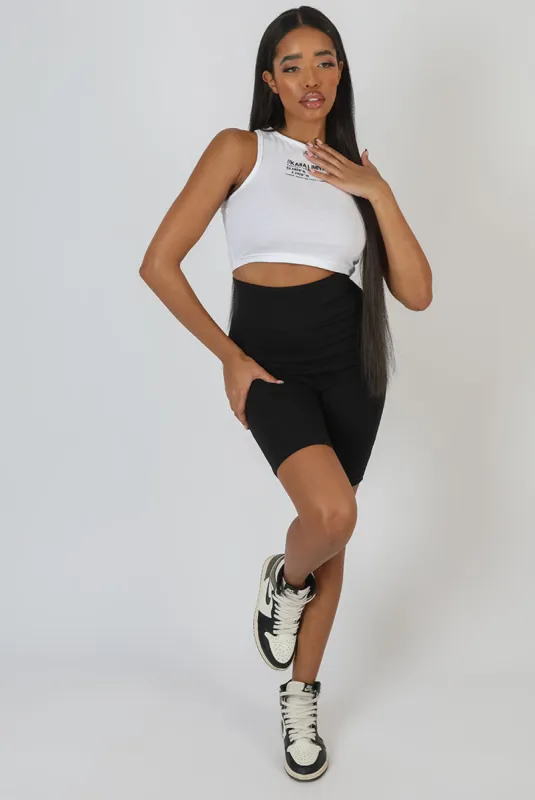 Kaiia Print Racer Crop Top White sold by Public Desire