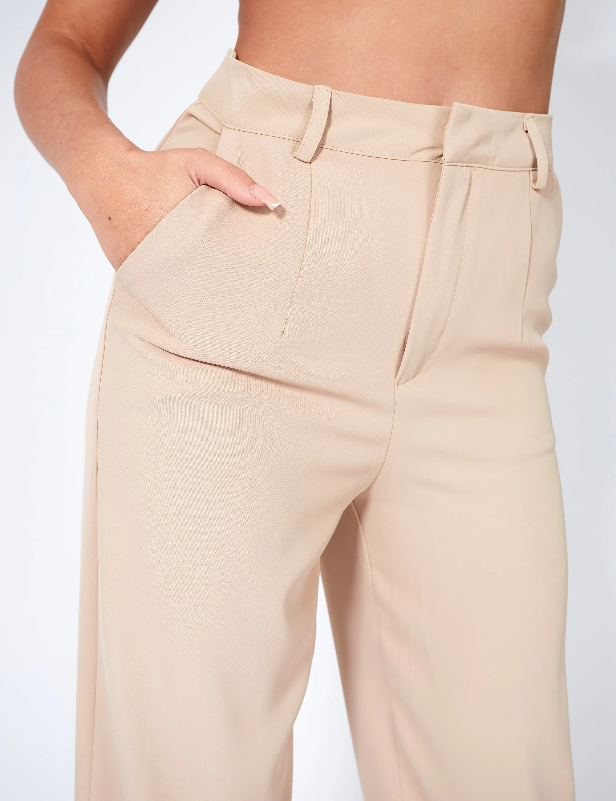 Split Detail High Waisted Dad Trouser Sand sold by Public Desire product image thumbnail 3