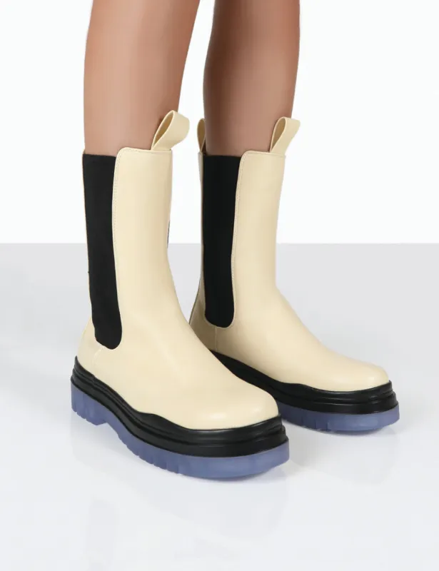Winter Cream Ankle Chunky Sole Chelsea Boots sold by Public Desire
