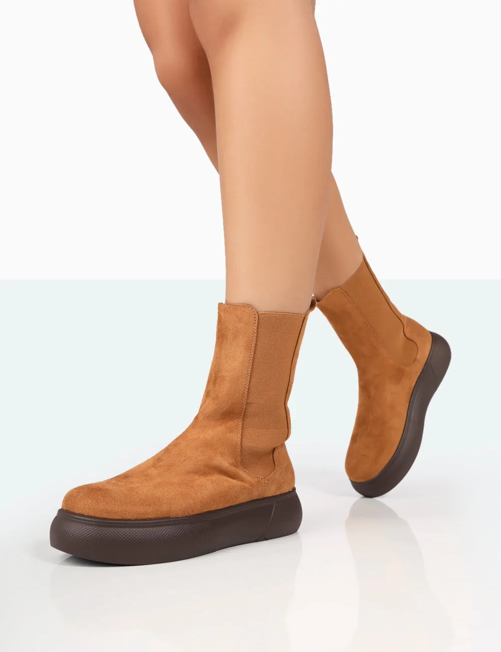 Pisa Tan Chunky Rubber Sole Chelsea Boots sold by Public Desire product image thumbnail 2