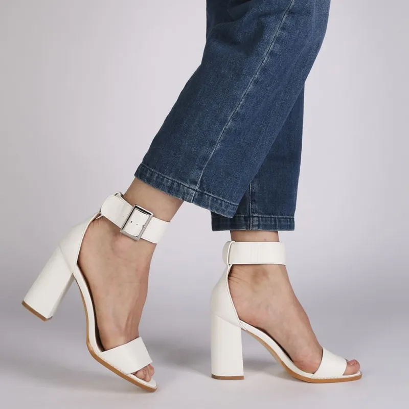 Marlo Buckle High Heels in White sold by Public Desire