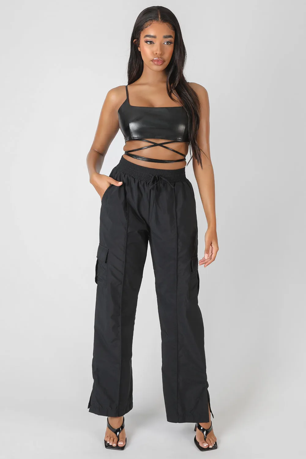 Pu Square Neck Wrap Bralet Black sold by Public Desire product image thumbnail 3