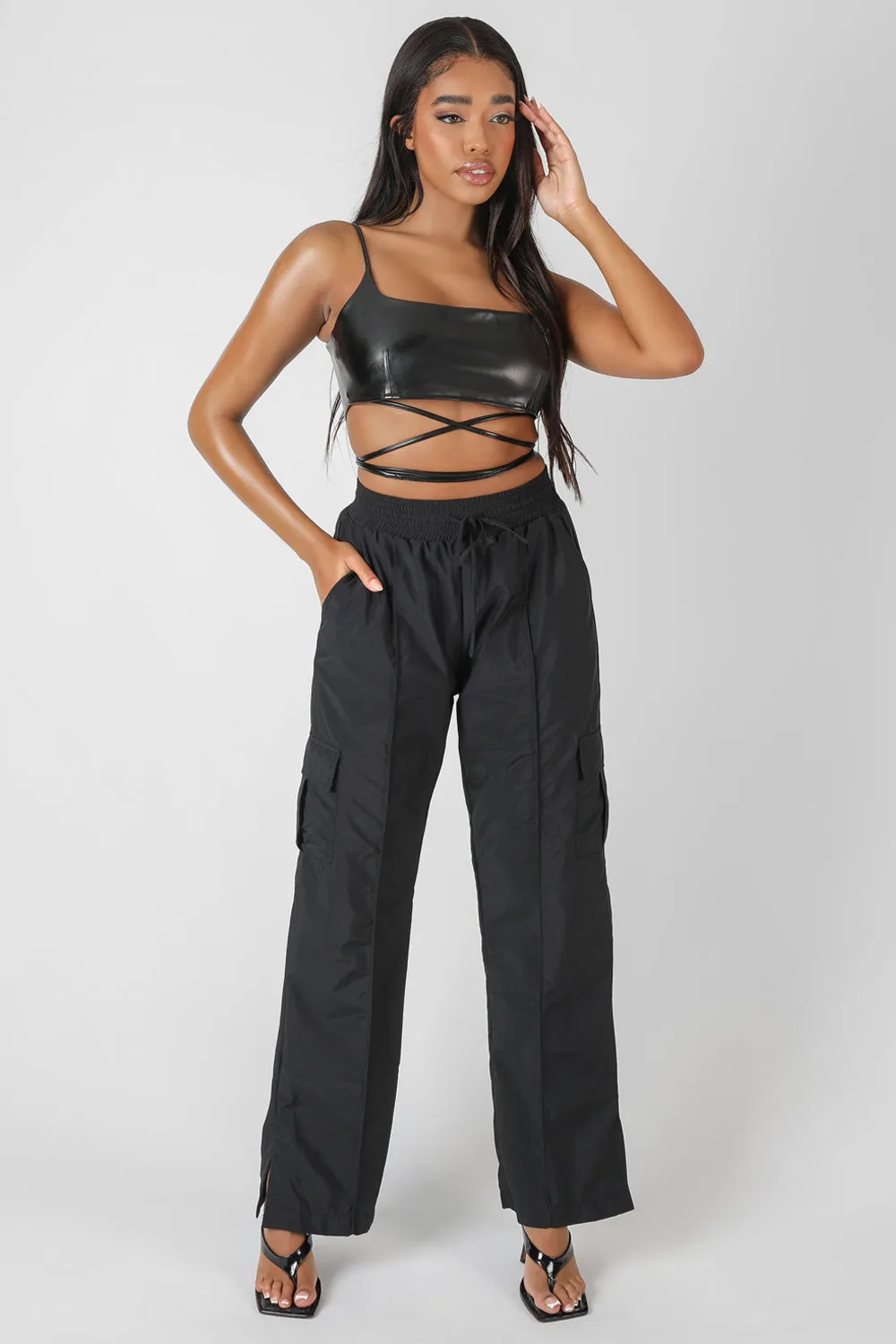 Pu Square Neck Wrap Bralet Black sold by Public Desire product image thumbnail 4