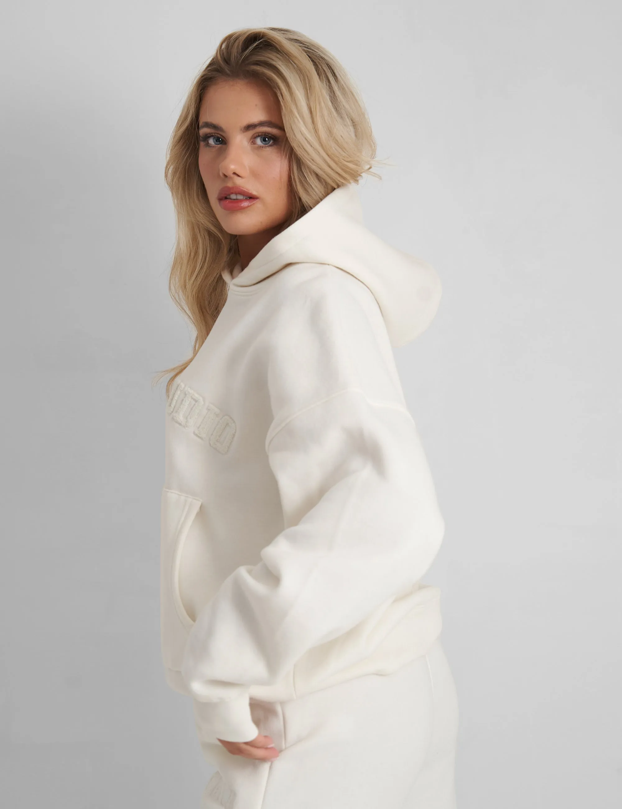Kaiia Oversized Logo Hoodie in Vanilla sold by Public Desire product image thumbnail 5