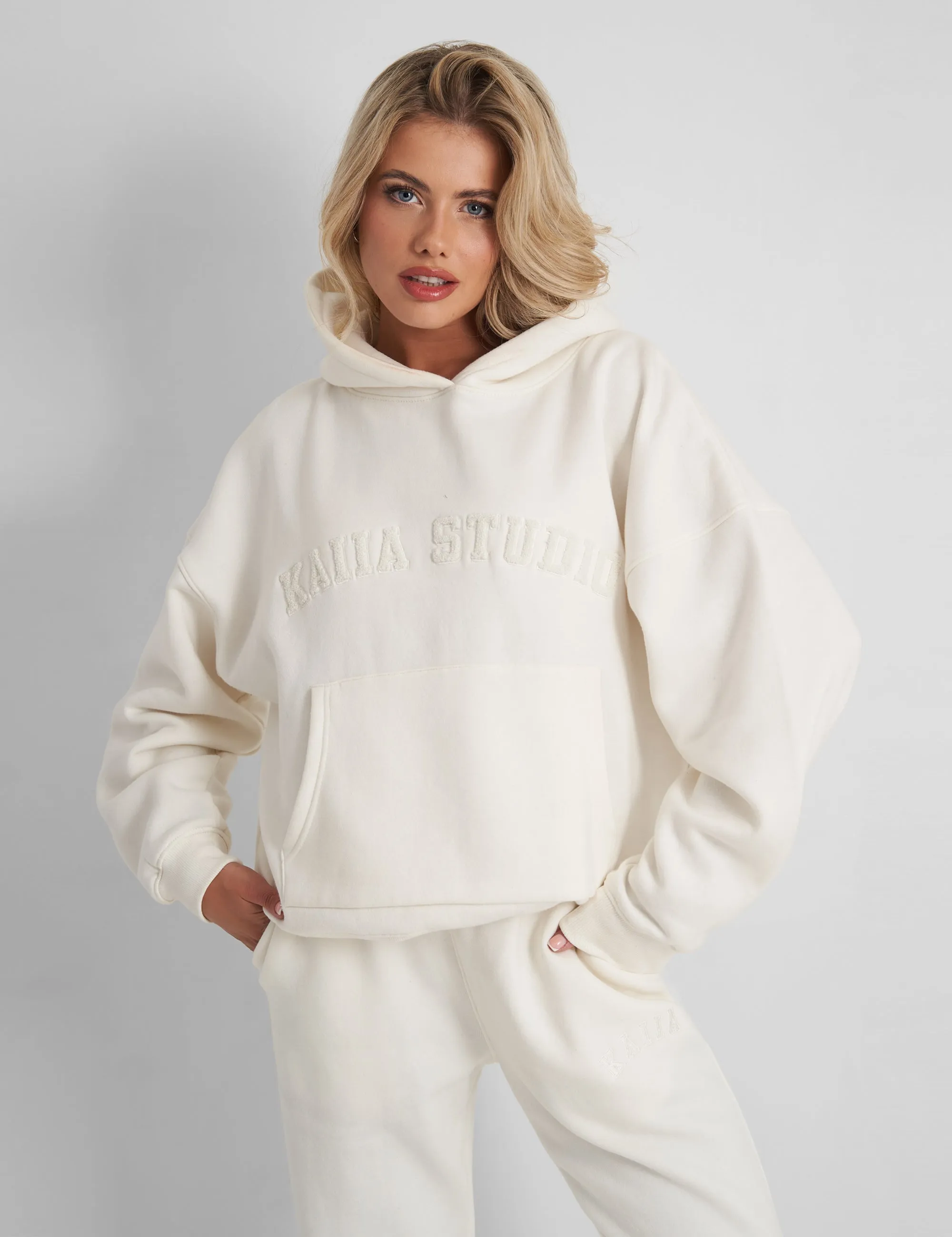Kaiia Oversized Logo Hoodie in Vanilla sold by Public Desire product image thumbnail 3