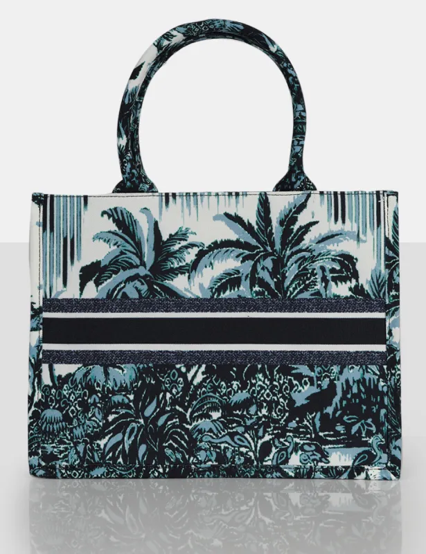 The Lourdes Canvas Blue Tote Bag sold by Public Desire