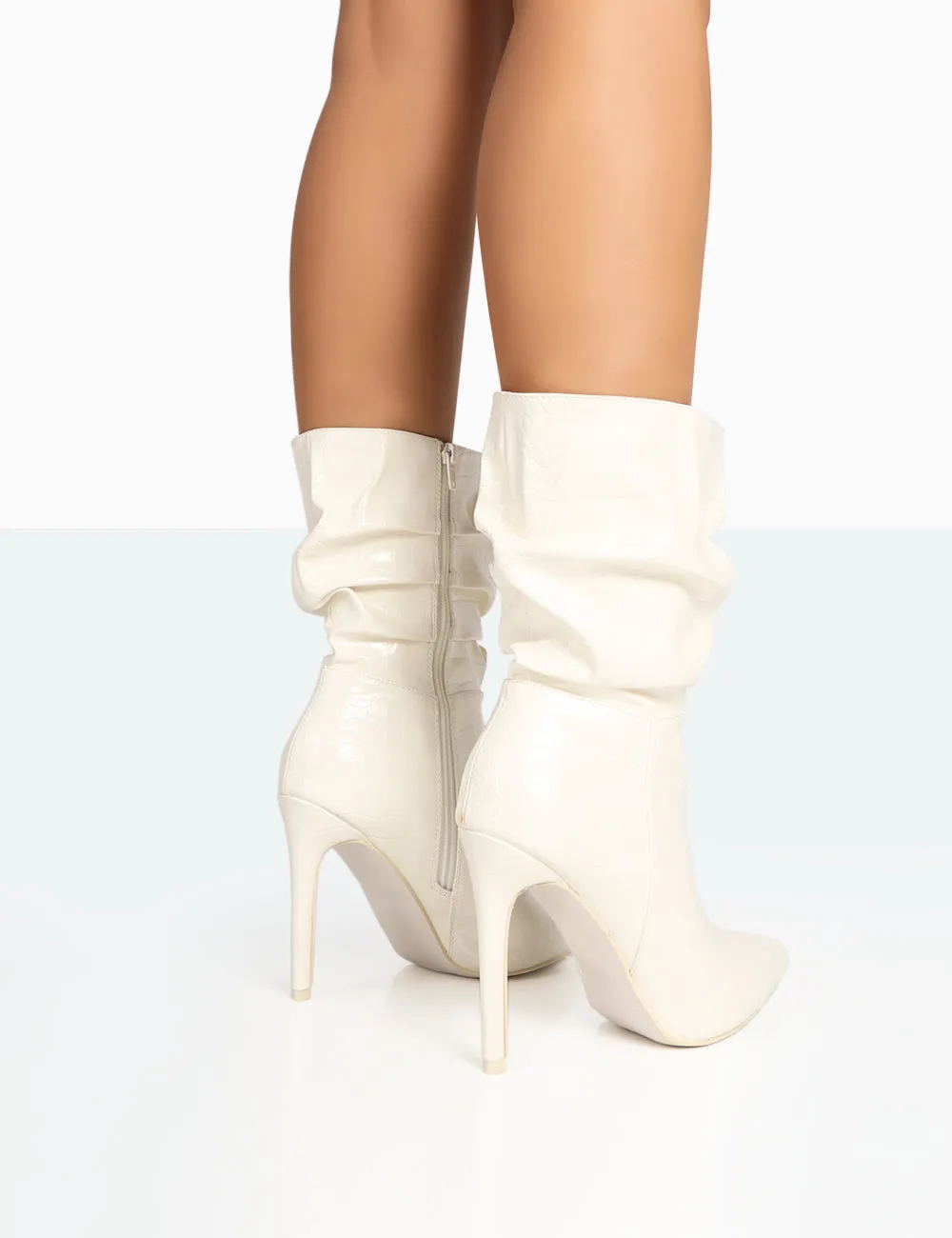 Zurich Ecru Patent Croc Stiletto Ankle Pointed Heeled Boots sold by Public Desire product image thumbnail 3