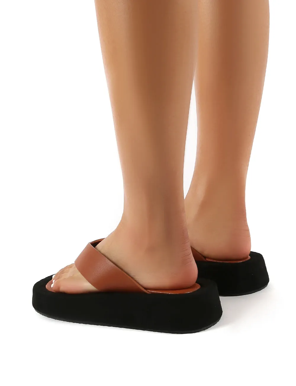 Voyage Tan PU Thong Strap Chunky Sole Sandals sold by Public Desire product image thumbnail 2