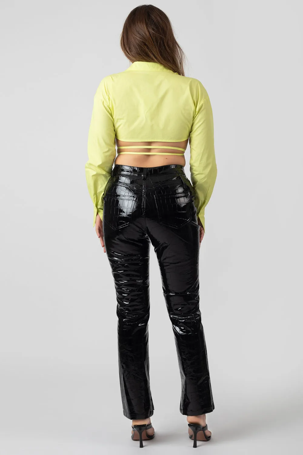 Wrap Poplin Cropped Shirt Lime sold by Public Desire product image thumbnail 4
