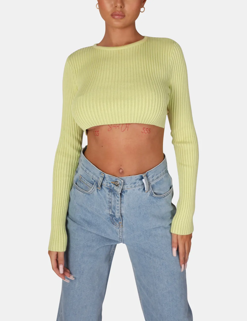 Open Chain Back Knitted Crop Top Lime sold by Public Desire product image thumbnail 5