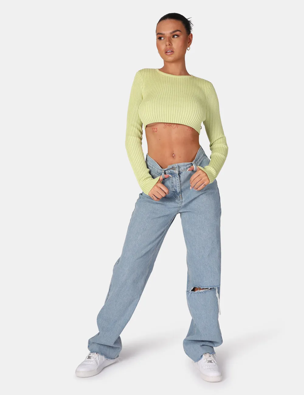 Open Chain Back Knitted Crop Top Lime sold by Public Desire product image thumbnail 3