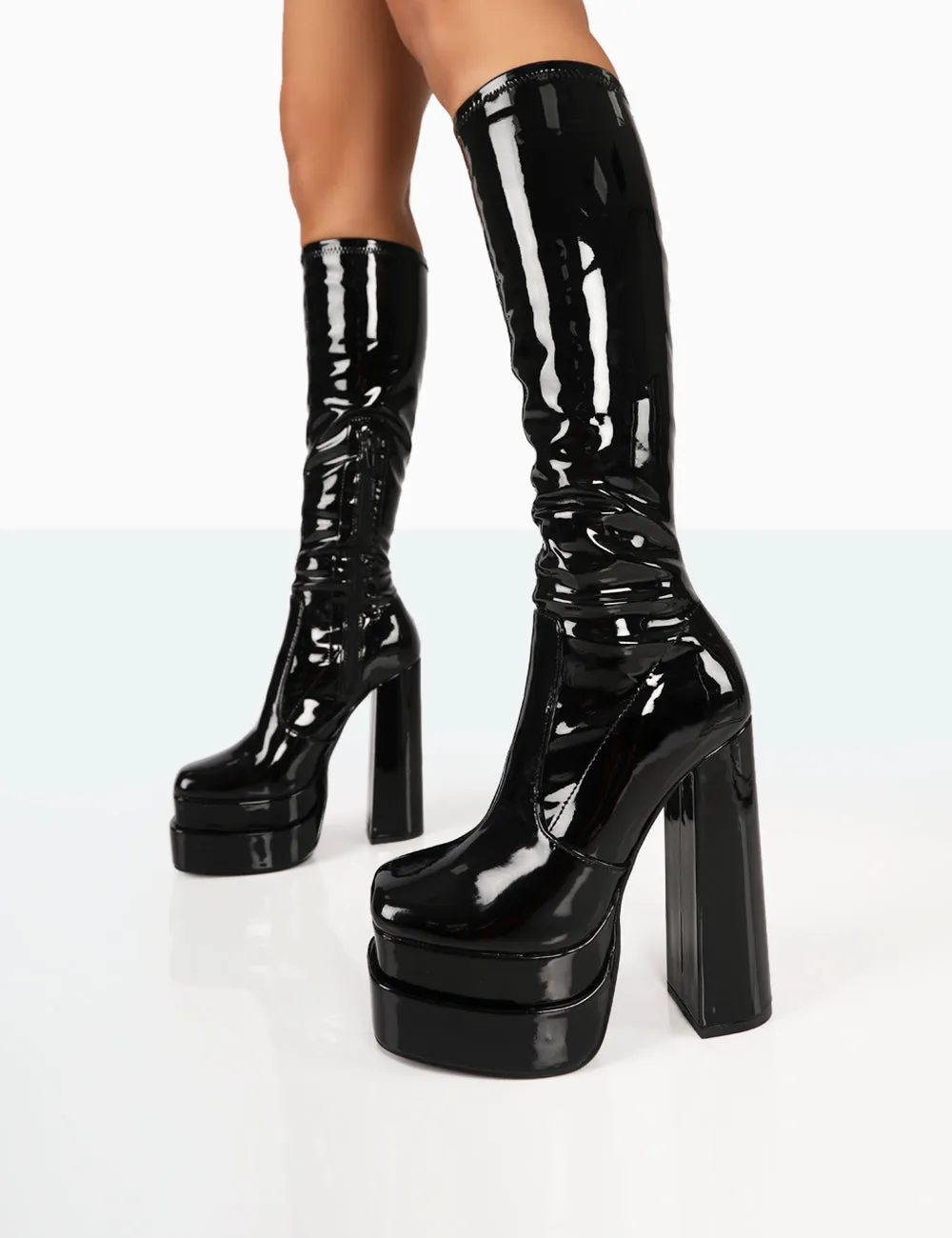 Passive Wide Fit Black Platform Block High Heel Over the Knee Boots sold by Public Desire product image thumbnail 3