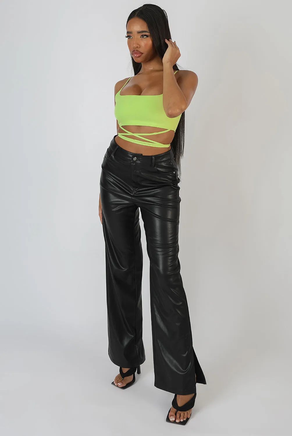 Strappy Square Neck Crop Top Lime sold by Public Desire product image thumbnail 4