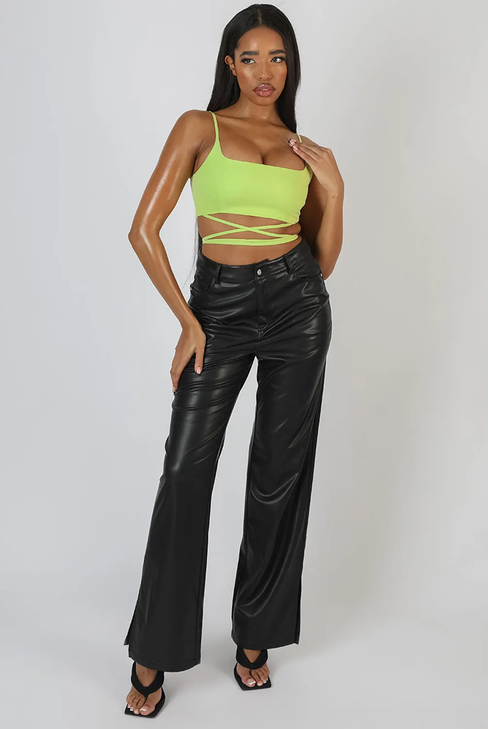Strappy Square Neck Crop Top Lime sold by Public Desire product image thumbnail 2