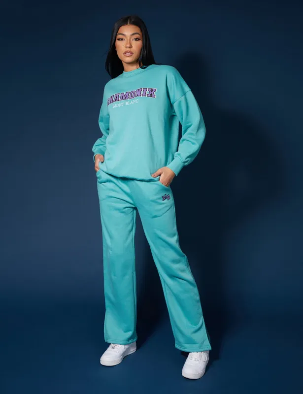 Oversized Embroidered Slogan Sweatshirt Aqua sold by Public Desire