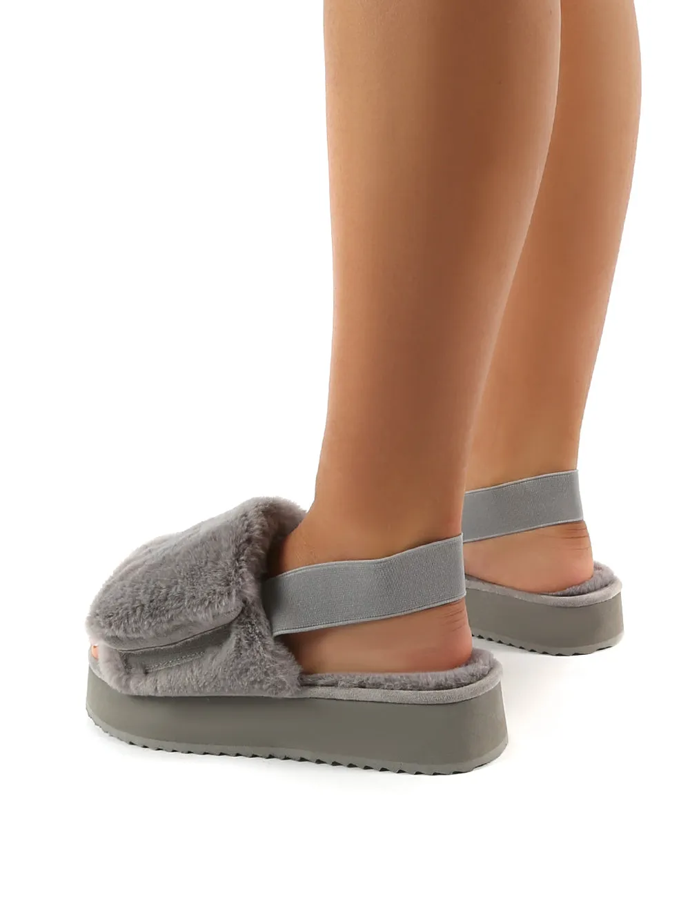 Funky Grey Platform Chunky Sole Velcro Strap Slippers sold by Public Desire product image thumbnail 2