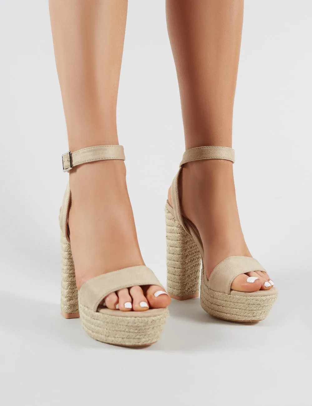 Hanalei Espadrille Block Heels in Nude Faux Suede sold by Public Desire product image thumbnail 3