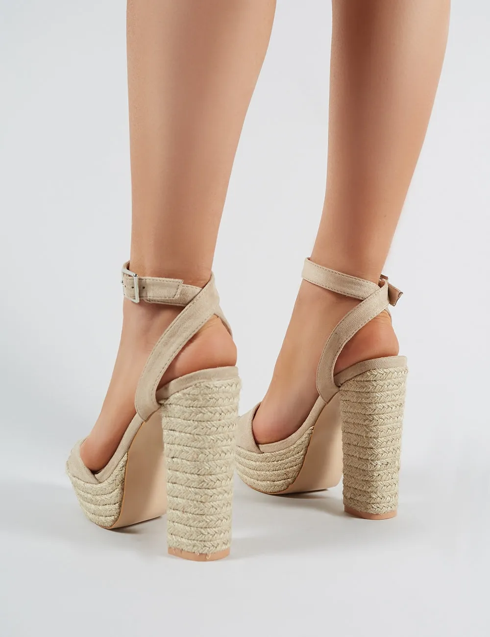 Hanalei Espadrille Block Heels in Nude Faux Suede sold by Public Desire product image thumbnail 4